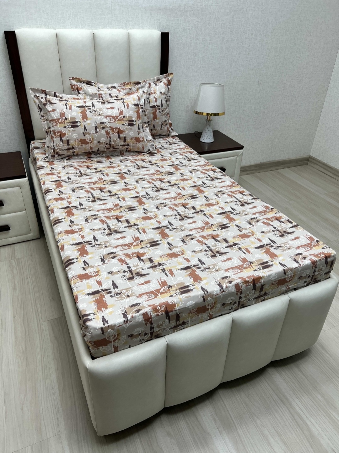 

Pure Decor Cotton Single Bed Size Bedsheet With 2 Pillow Covers 1.73m X 2.36m, Brown