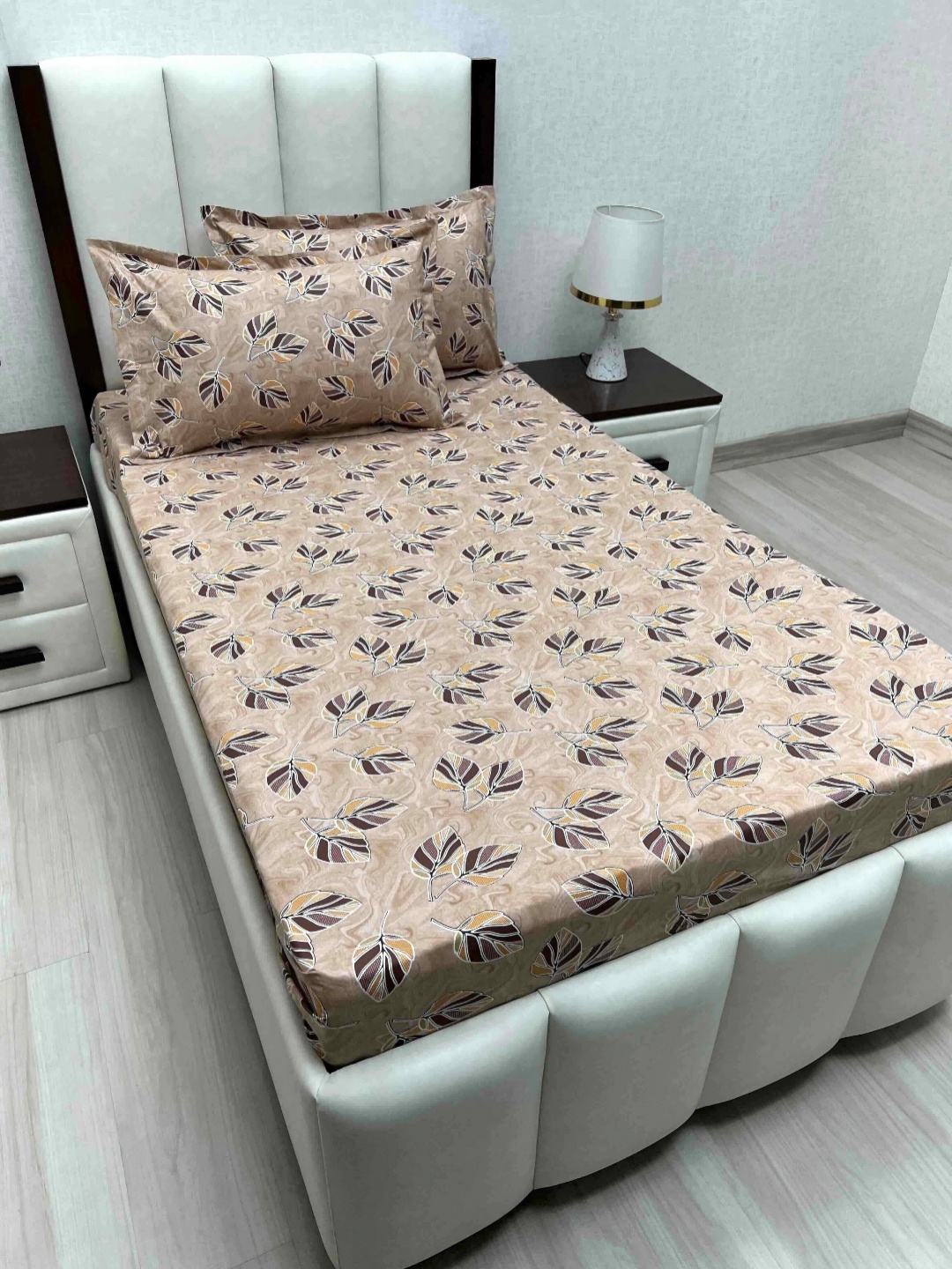 

Pure Decor Cotton Single Bed Size Bedsheet With 2 Pillow Covers 1.73m X 2.36m, Brown