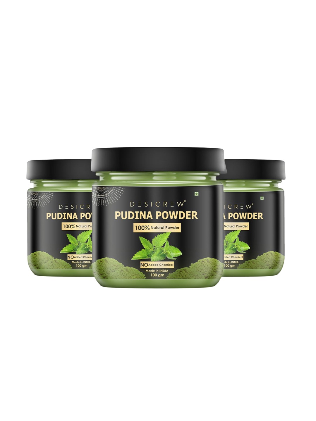 

Desi Crew Set Of 3 Pudhina Powder Mask - 100 g Each, Green