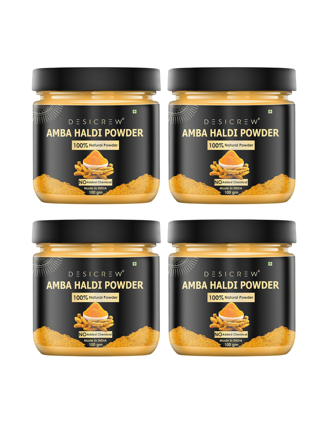 

Desi Crew Set Of 4 100% Natural Amba Haldi Powder - 100 g Each, Yellow