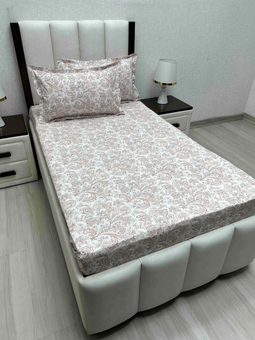 

Pure Decor Cotton Single Size Bedsheet With 2 Pillow Covers 1.73m X 2.36m, Peach