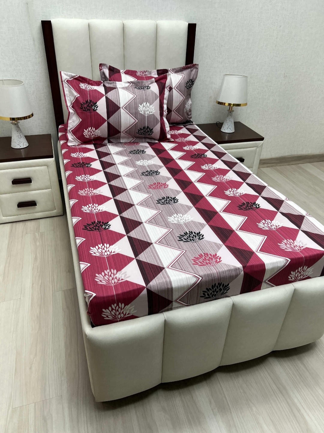 

Pure Decor Cotton Single Bed Size Bedsheet With 2 Pillow Covers 1.73m X 2.36m, Purple