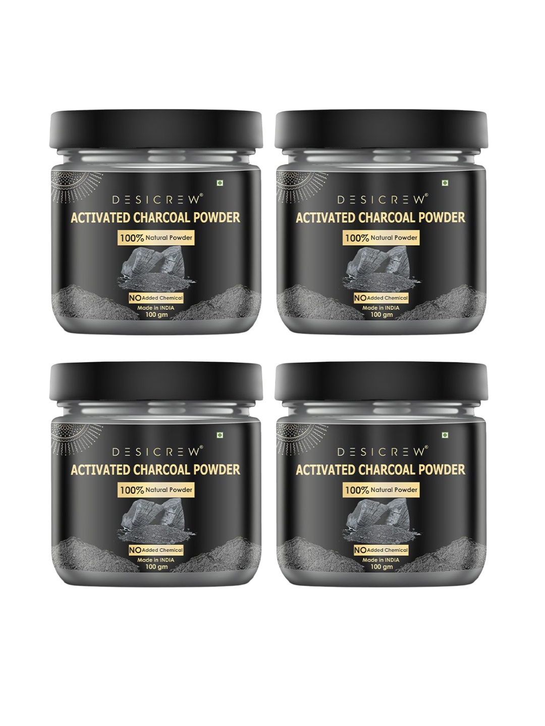 

Desi Crew Set Of 4 Natural Activated Charcoal Powder - 100 g Each, Black
