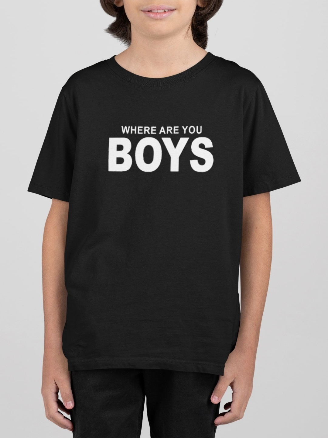 

KIDDY STAR Boys Typography Printed Round Neck Cotton T-shirt, Black
