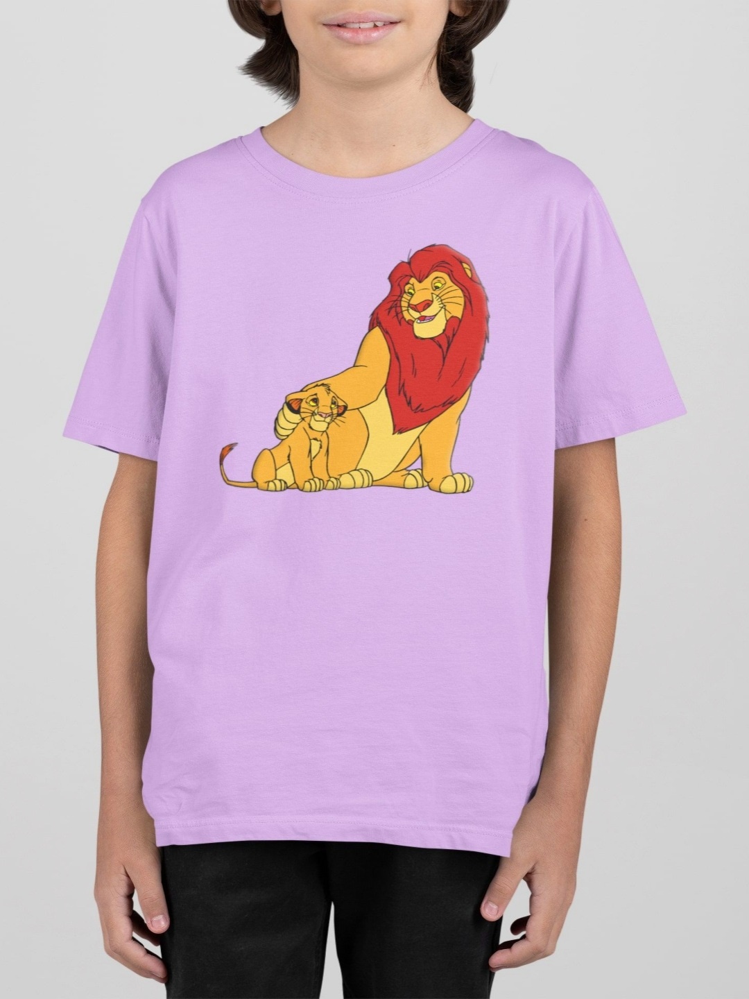 

KIDDY STAR Boys Lion King Graphic Printed Round Neck Cotton T-shirt, Lavender