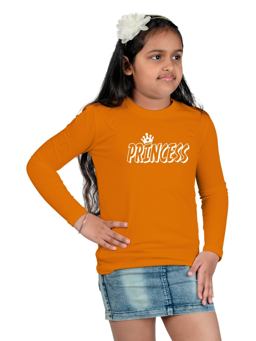 

Chombooka Girls Typography Printed Round Neck Cotton T-shirt, Mustard