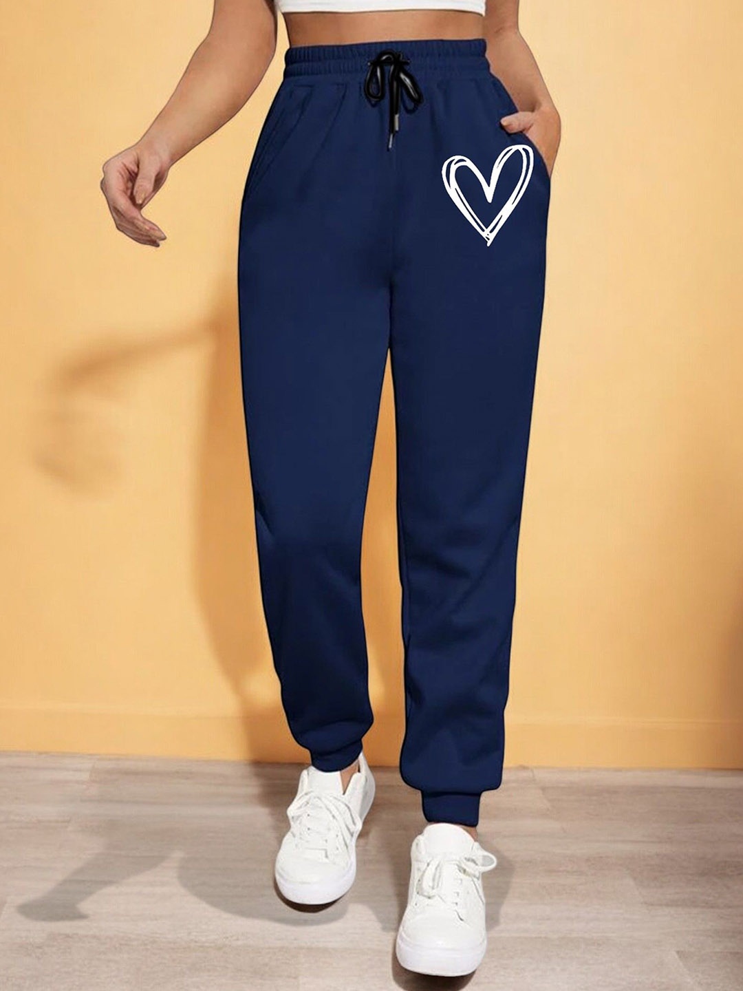 

SAAHASAM Women Printed Relaxed Fit Joggers Trousers, Blue