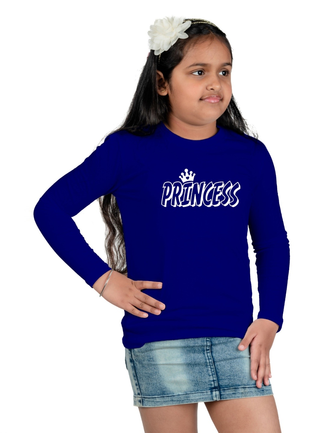 

Chombooka Girls Typography Printed Round Neck Cotton T-shirt, Blue