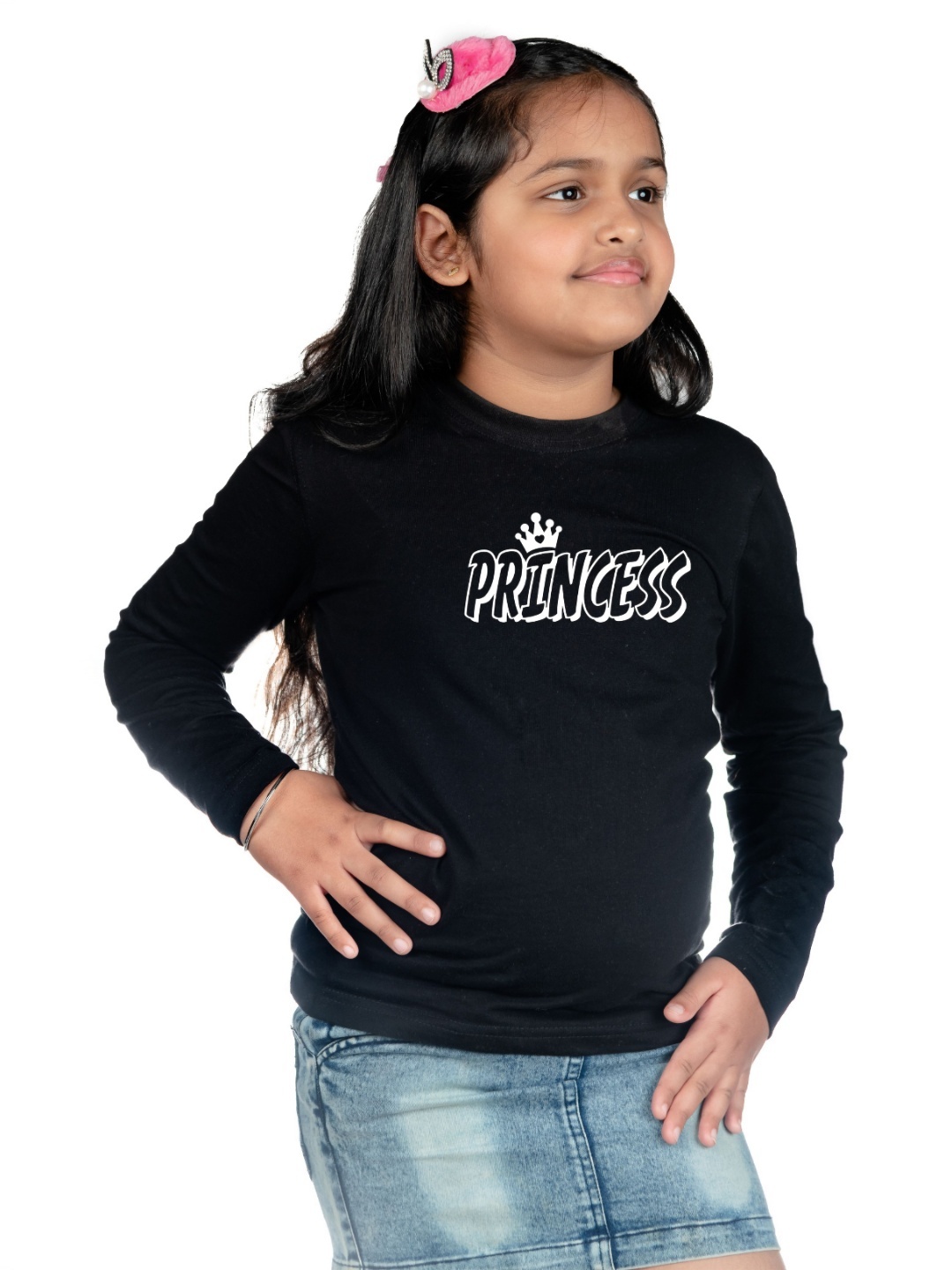 

Chombooka Girls Typography Printed Round Neck Cotton T-shirt, Black