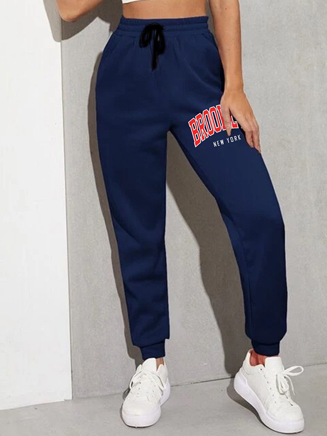 

SAAHASAM Women Printed Relaxed Fit Joggers Trousers, Blue