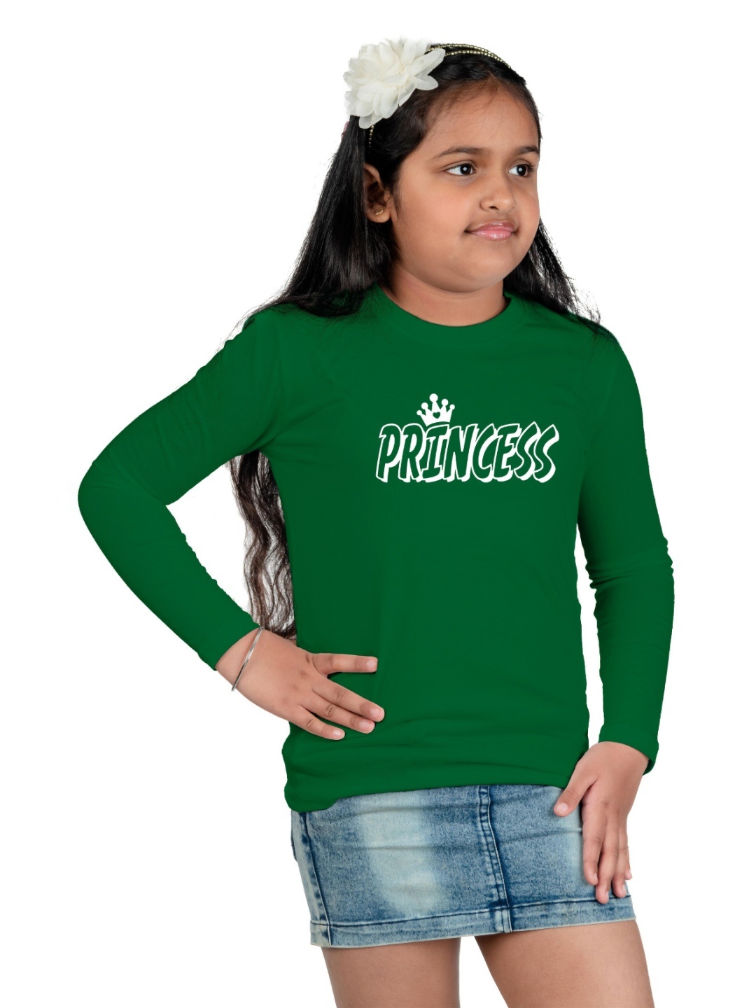 

Chombooka Girls Typography Printed Round Neck Cotton T-shirt, Green