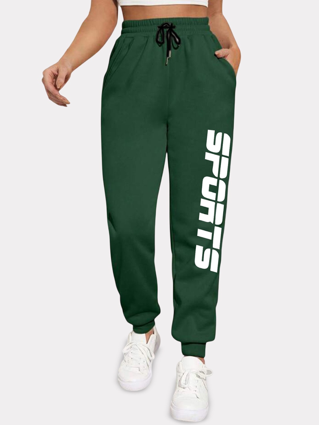 

SAAHASAM Women Printed Relaxed Joggers, Green
