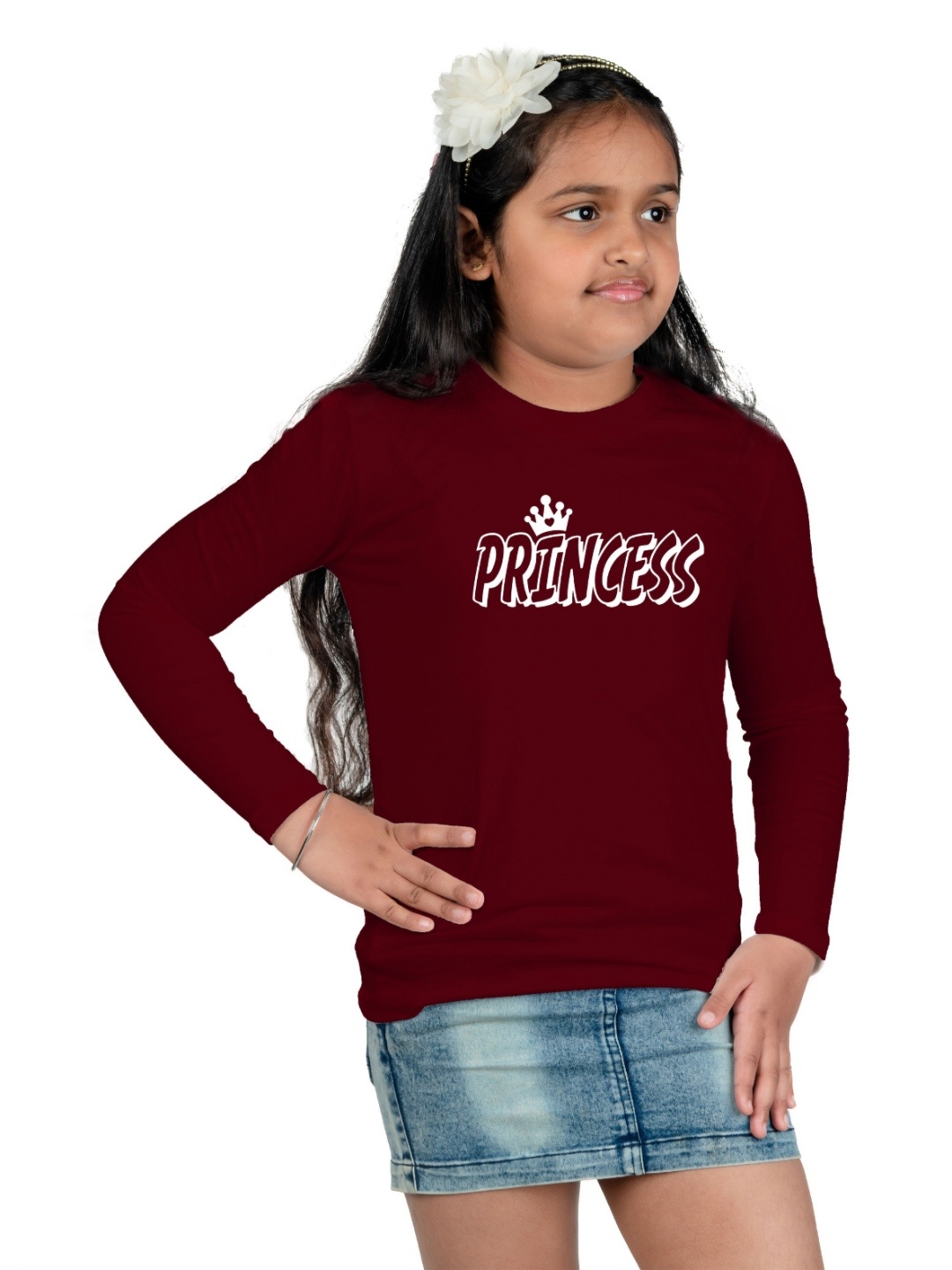 

Chombooka Girls Typography Printed Round Neck Cotton T-shirt, Maroon