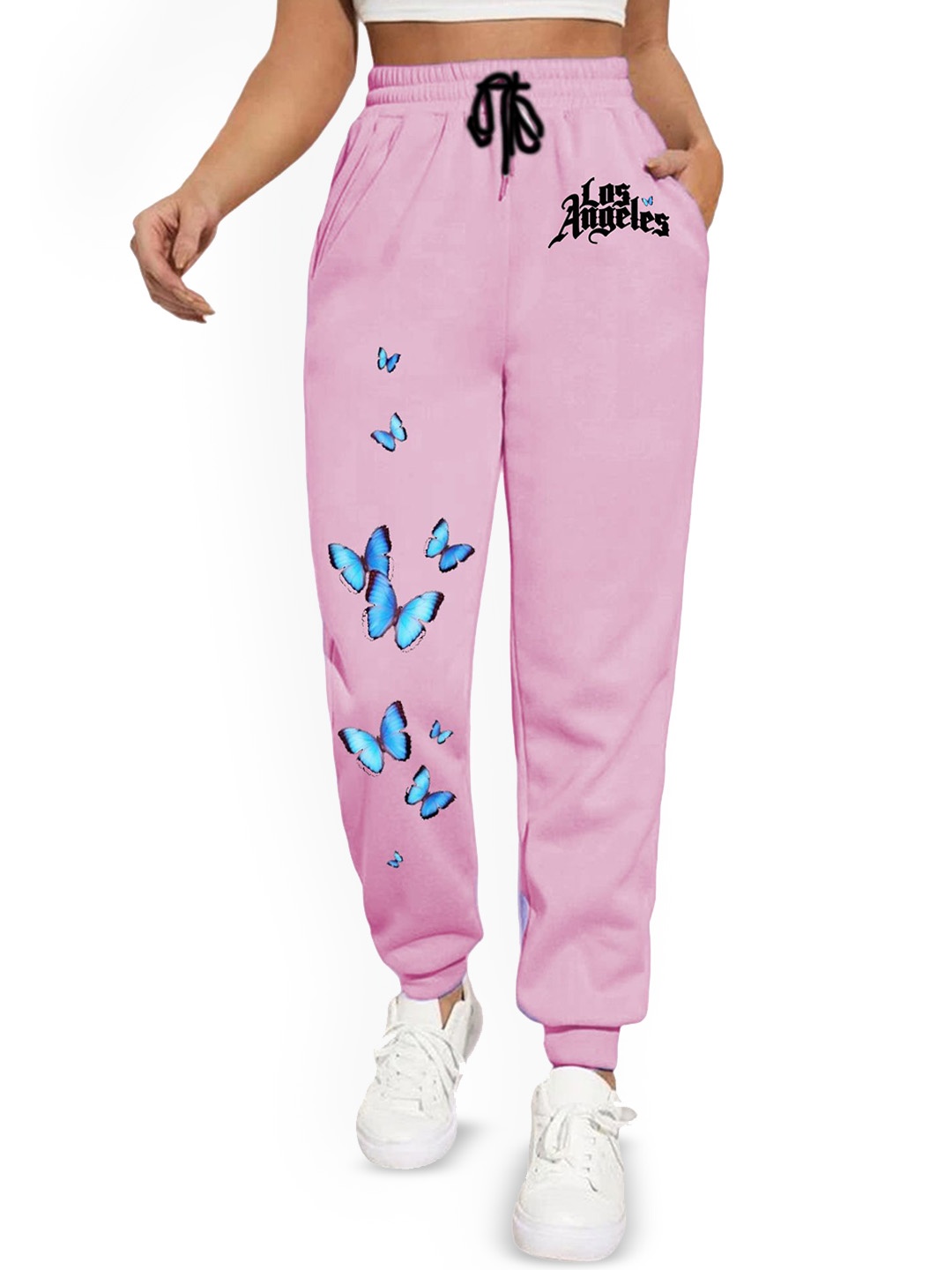 

SAAHASAM Women Conversational Printed Relaxed Joggers Trousers, Pink