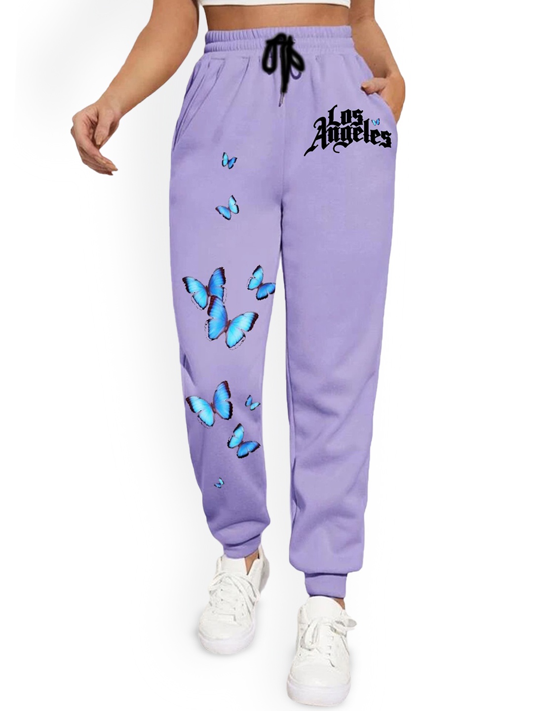 

SAAHASAM Women Printed Relaxed Jogger Trouser, Purple