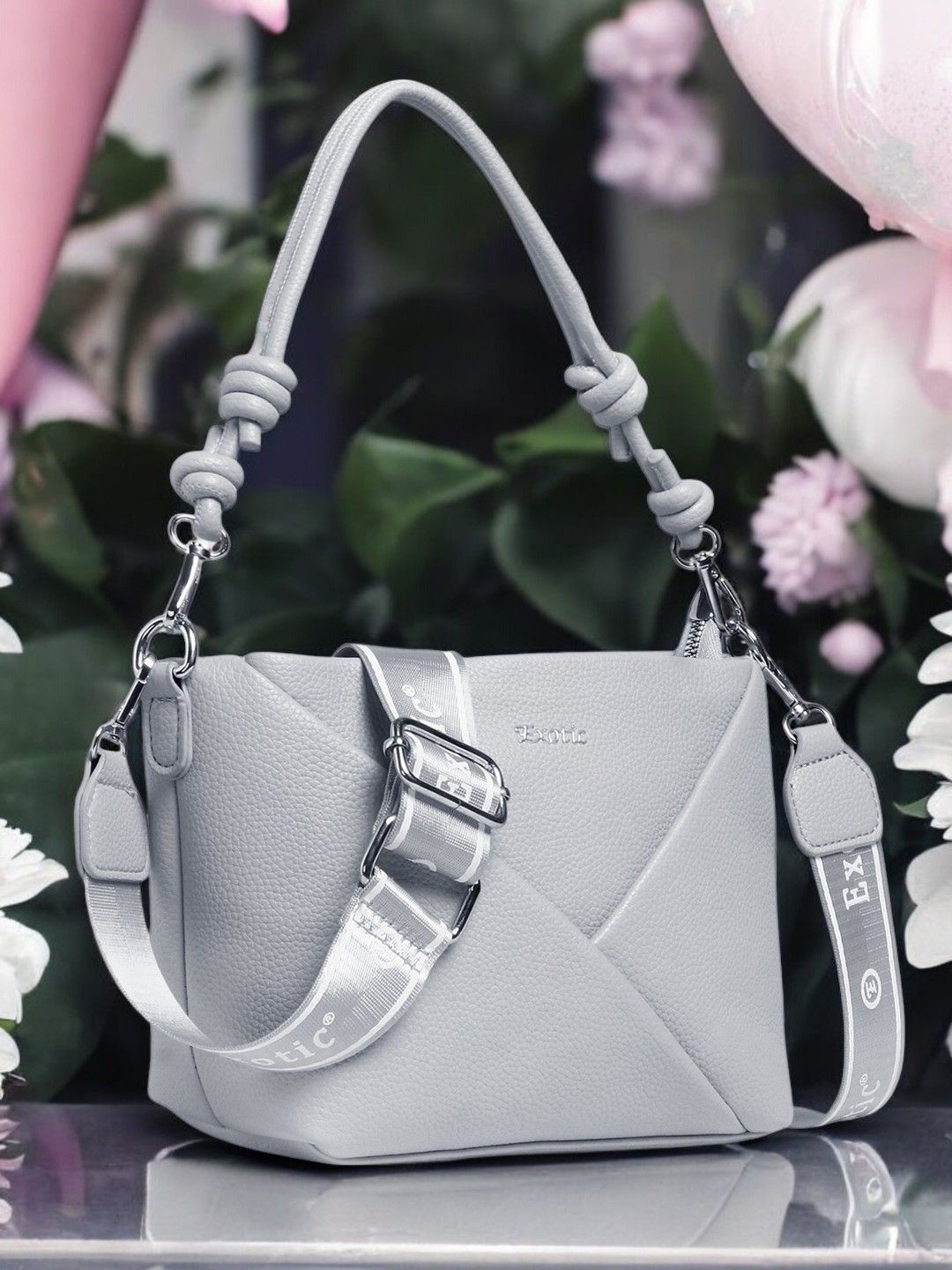 

Exotic Women Textured Crossbody Leather Sling Bag, Grey