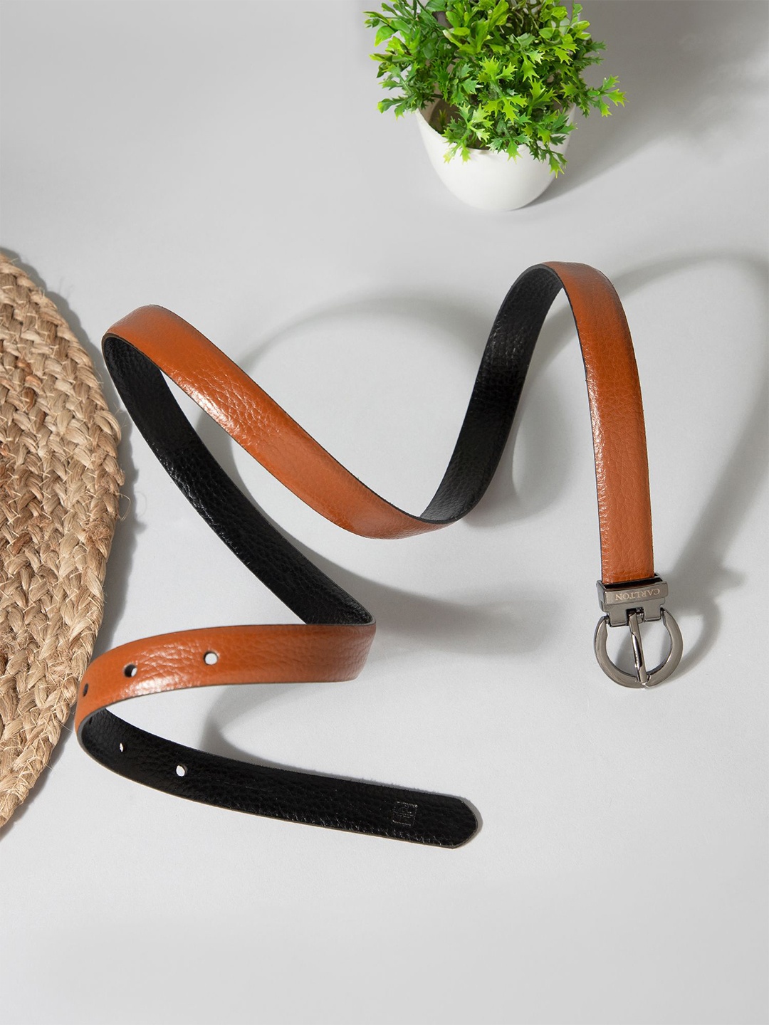 

Carlton London Women Leather Formal Belt, Tan