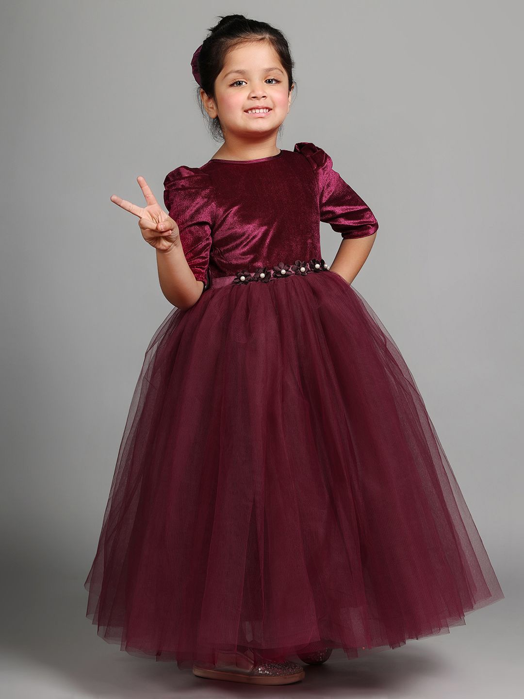 

Toy Balloon kids Girls Net Fit & Flare Maxi Dress, Purple