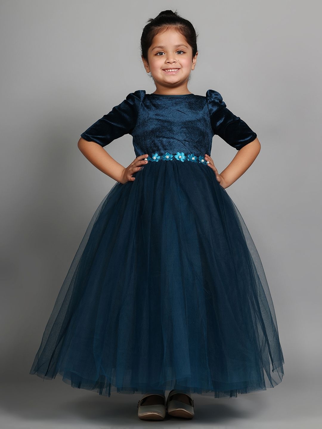 

Toy Balloon kids Girls Round Neck Gown Maxi Dress, Teal