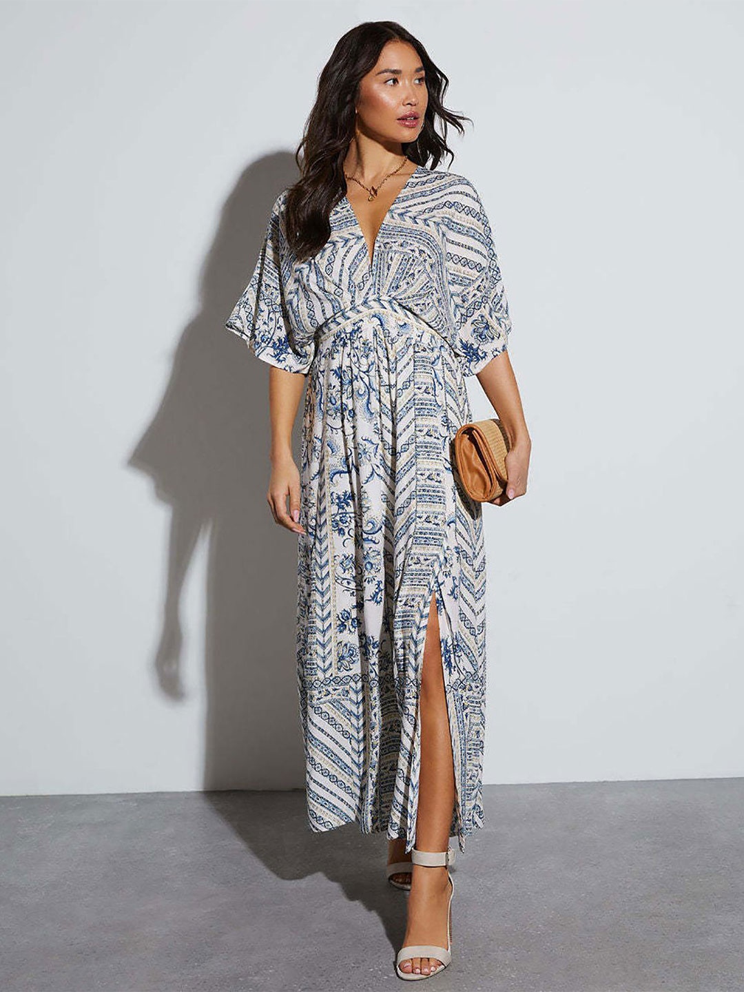 

StyleCast x Revolte Women Ethnic Motifs Printed Maxi Dress, Blue