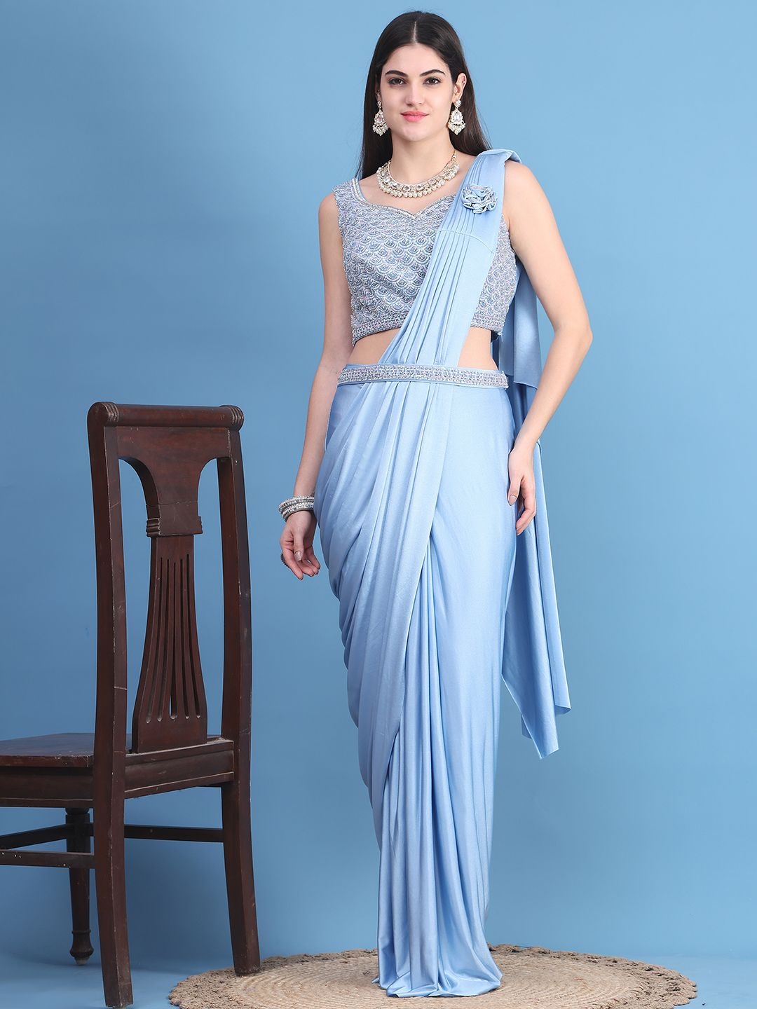

Mitera Ready to Wear Leheriya Saree, Blue