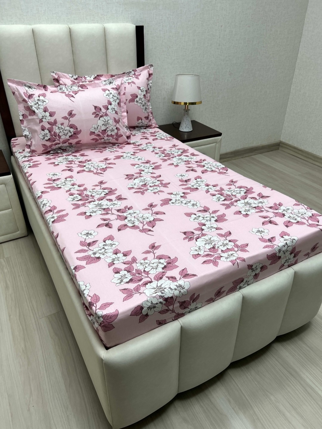 

Pure Decor Cotton Single Bed Size Bedsheet With 2 Pillow Covers 1.73m X 2.36m, Pink