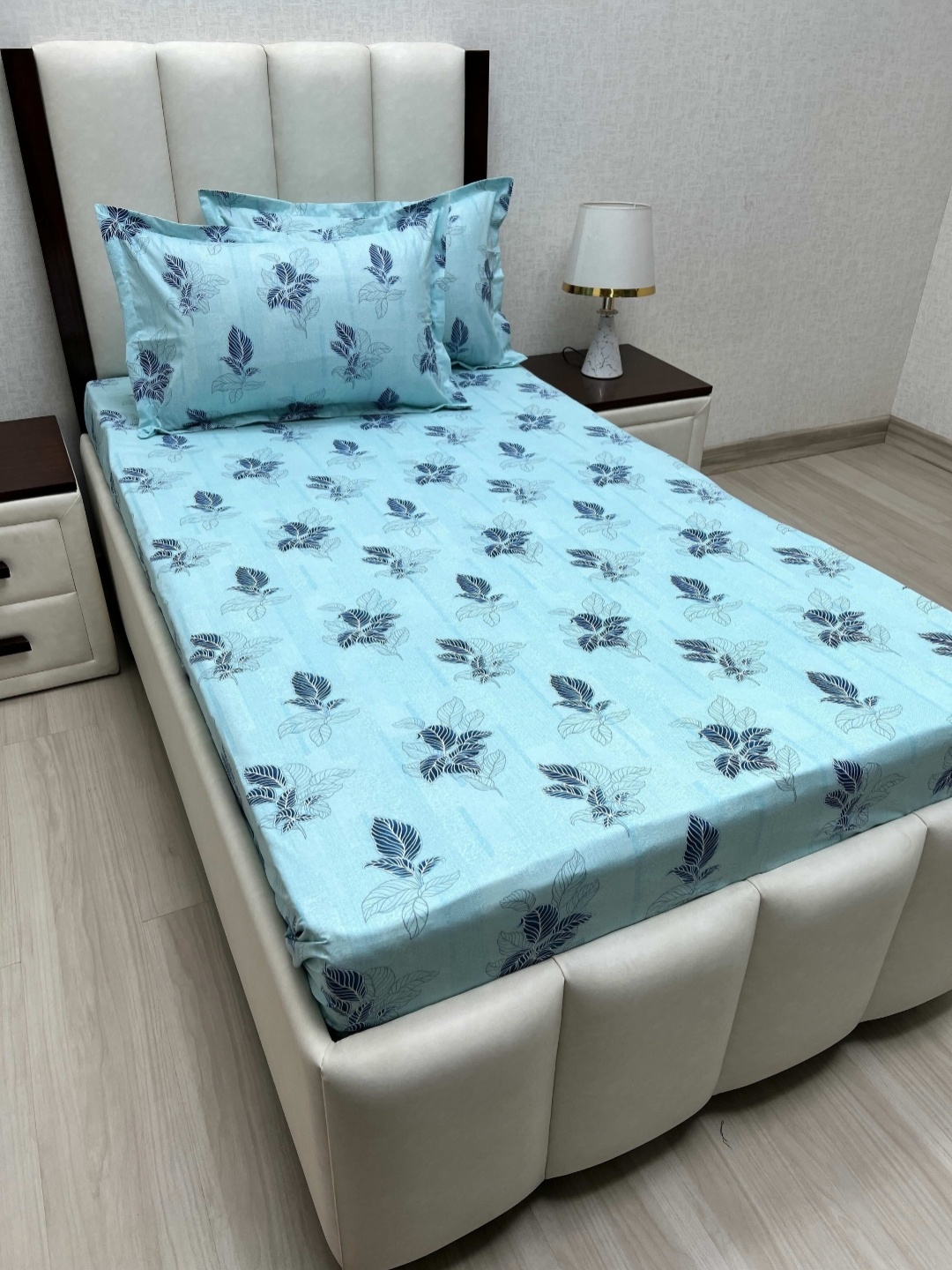 

Pure Decor Cotton Single Size Bedsheet With 2 Pillow Covers 1.73m X 2.36m, Blue