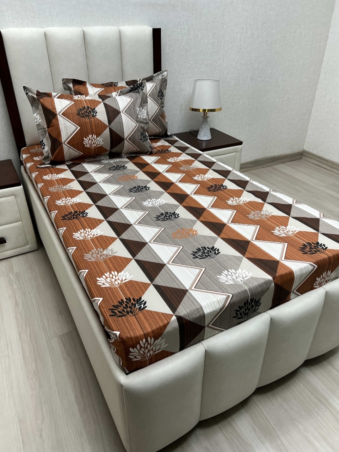 

Pure Decor Cotton Single Bed Size Bedsheet With 2 Pillow Covers 1.73m X 2.36m, Brown