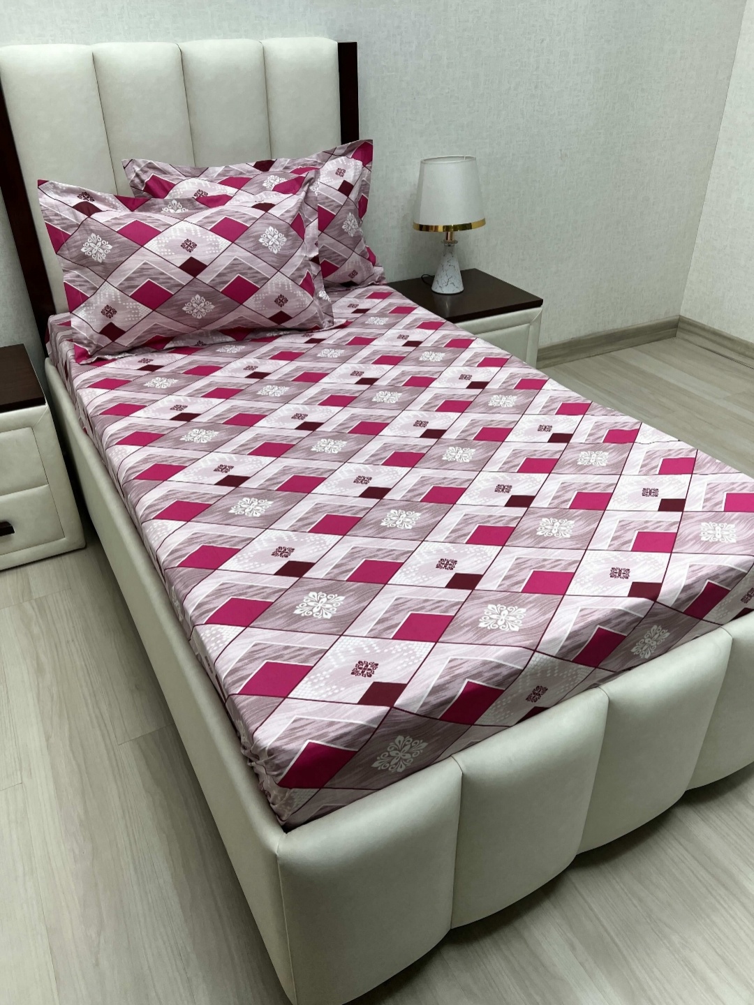 

Pure Decor Cotton Single Bed Size Bedsheet With 2 Pillow Covers 1.73m X 2.36m, Purple