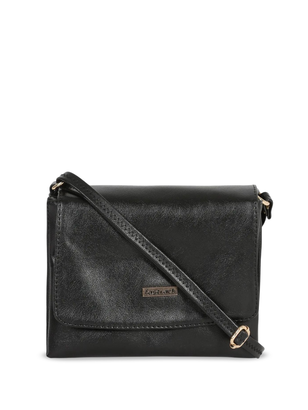 

Fastrack Women Textured Structured Sling Bag, Black