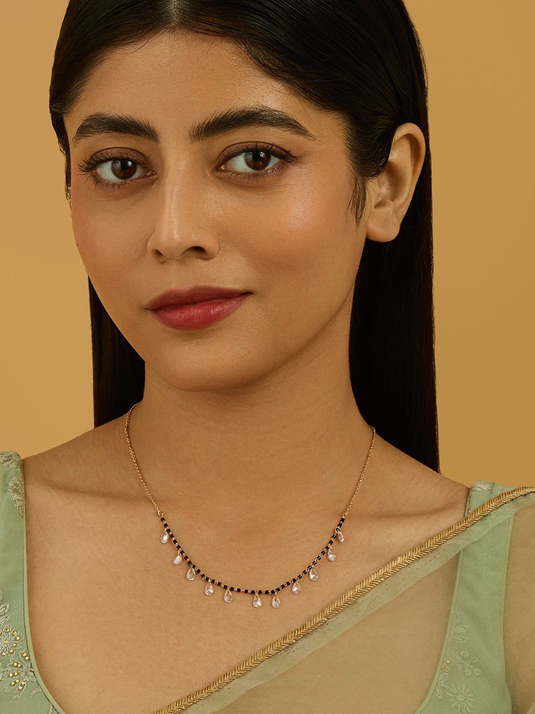 

Kushal's Fashion Jewellery Trendy Gold-Plated Beaded Layered Mangalsutra