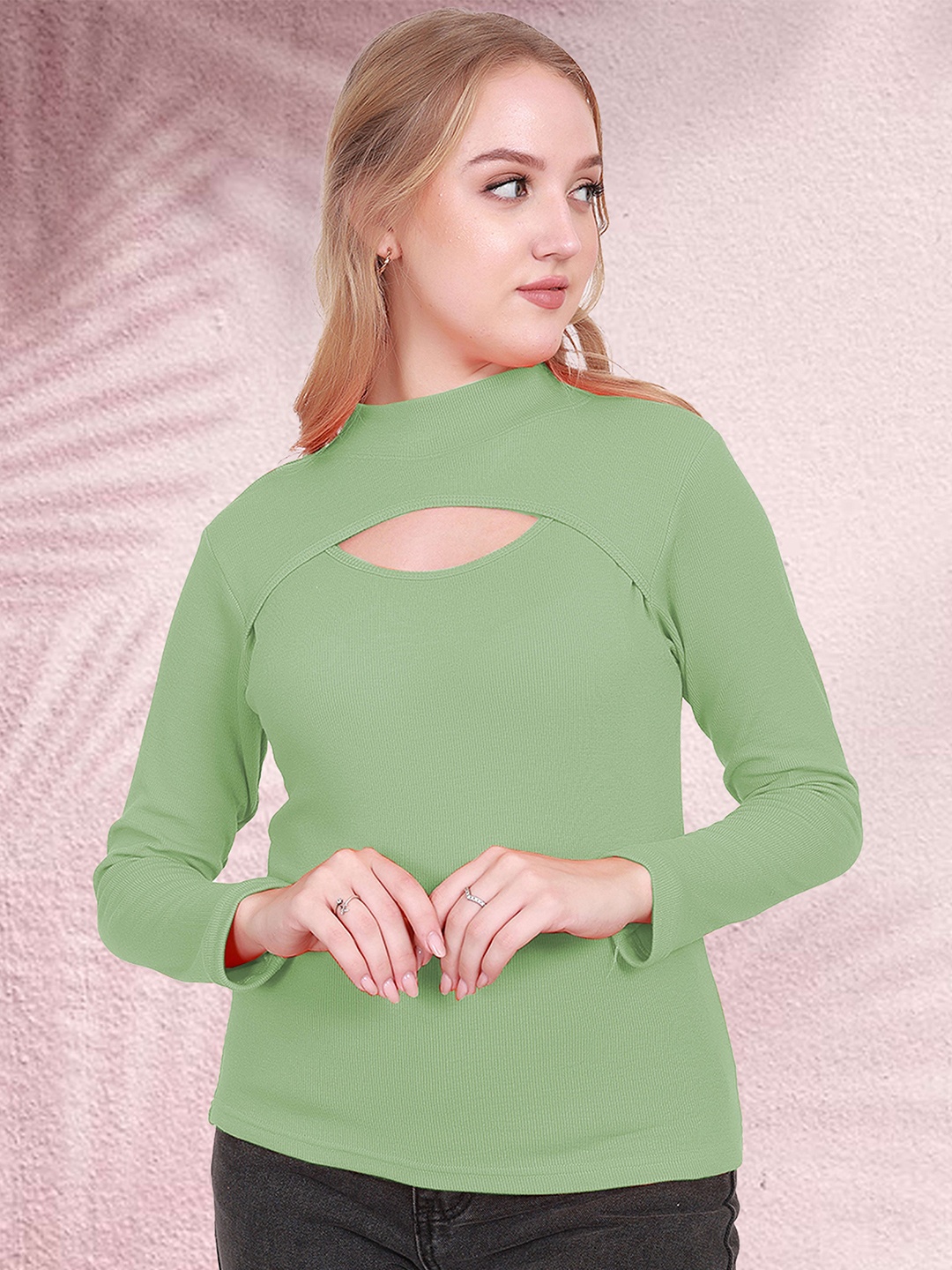 

BAESD Women Keyhole Neck Top, Green