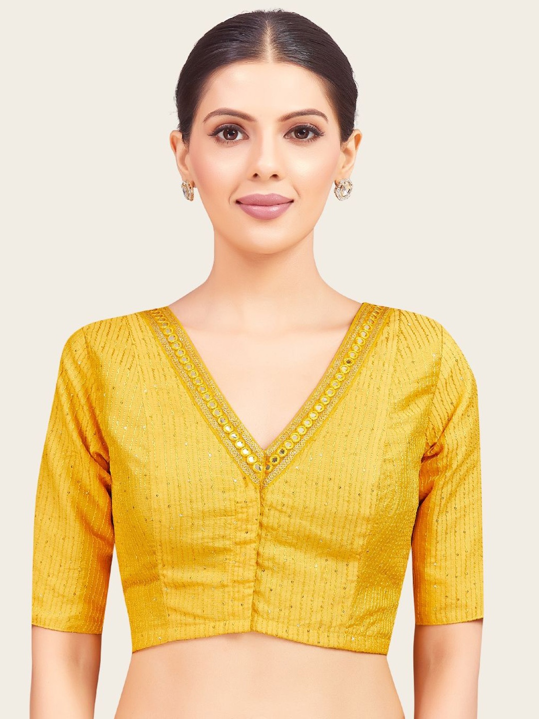 

Studio Shringaar Embroidered Saree Blouse, Yellow