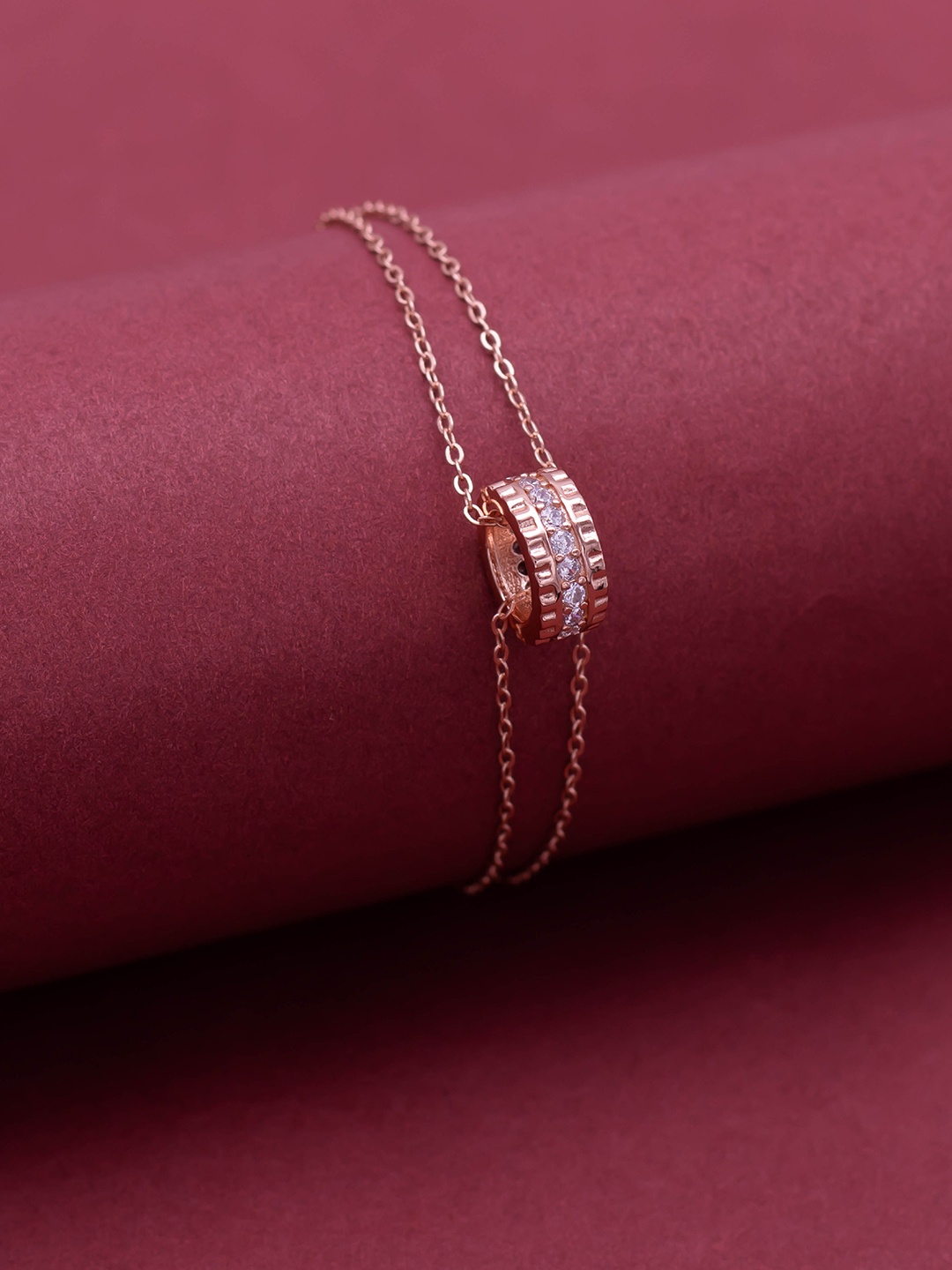 

SILMORA Rose Gold-Plated Silver Cubic Zirconia Link Bracelet