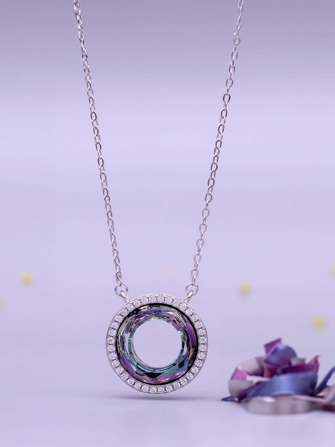 

SILMORA Silver-Plated Circular Shaped Pendant with Chain