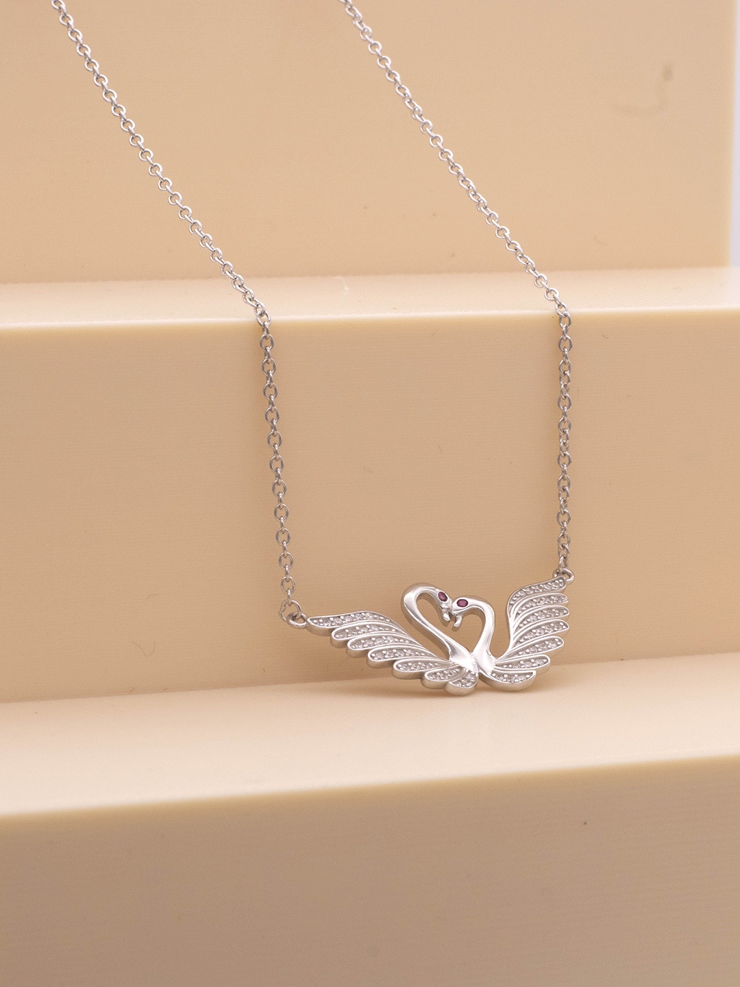 

SILMORA Silver-Plated Peacock Shaped Pendant with Chain