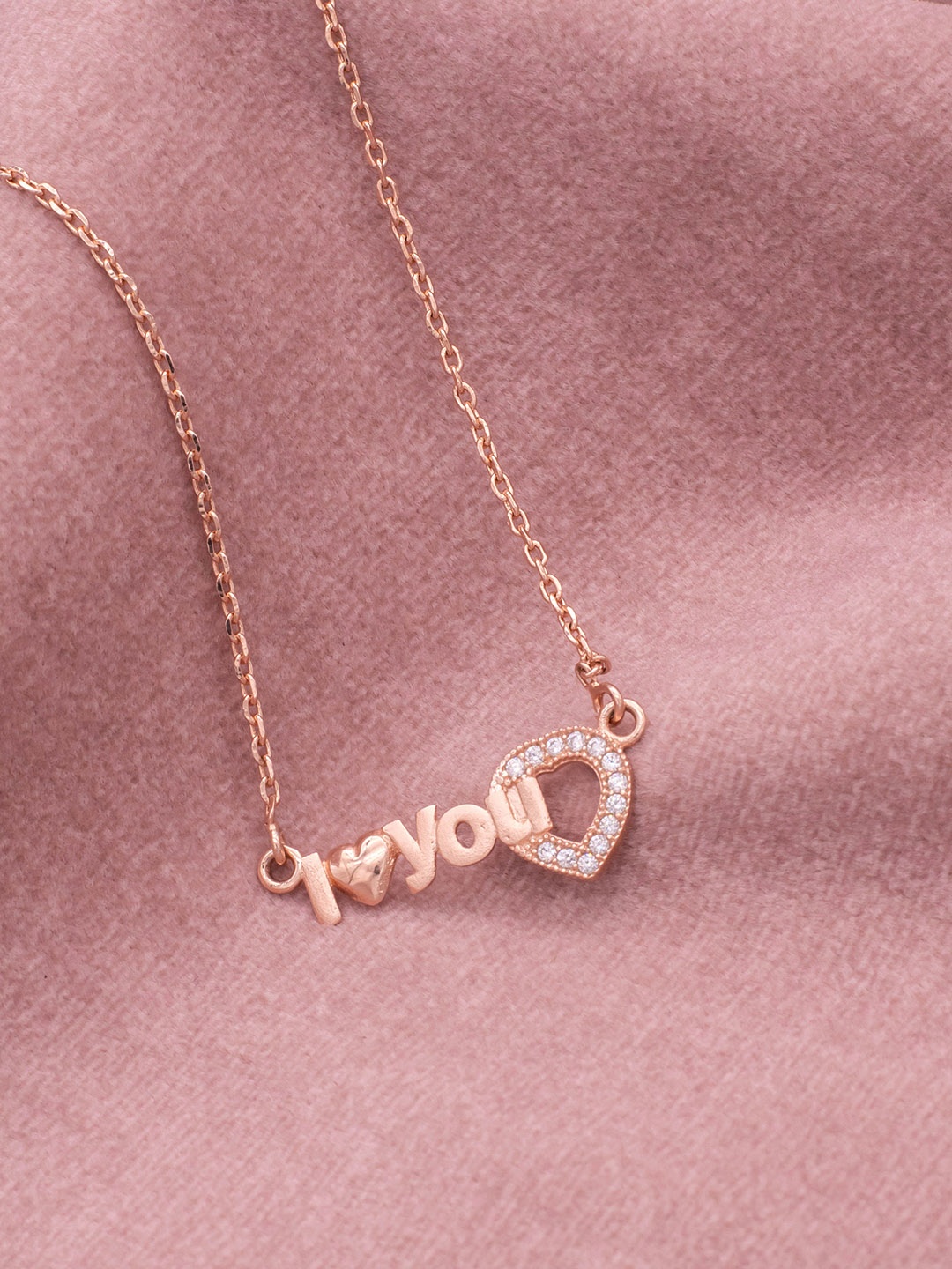 

SILMORA Silver Rose Gold-Plated CZ Studded Chain