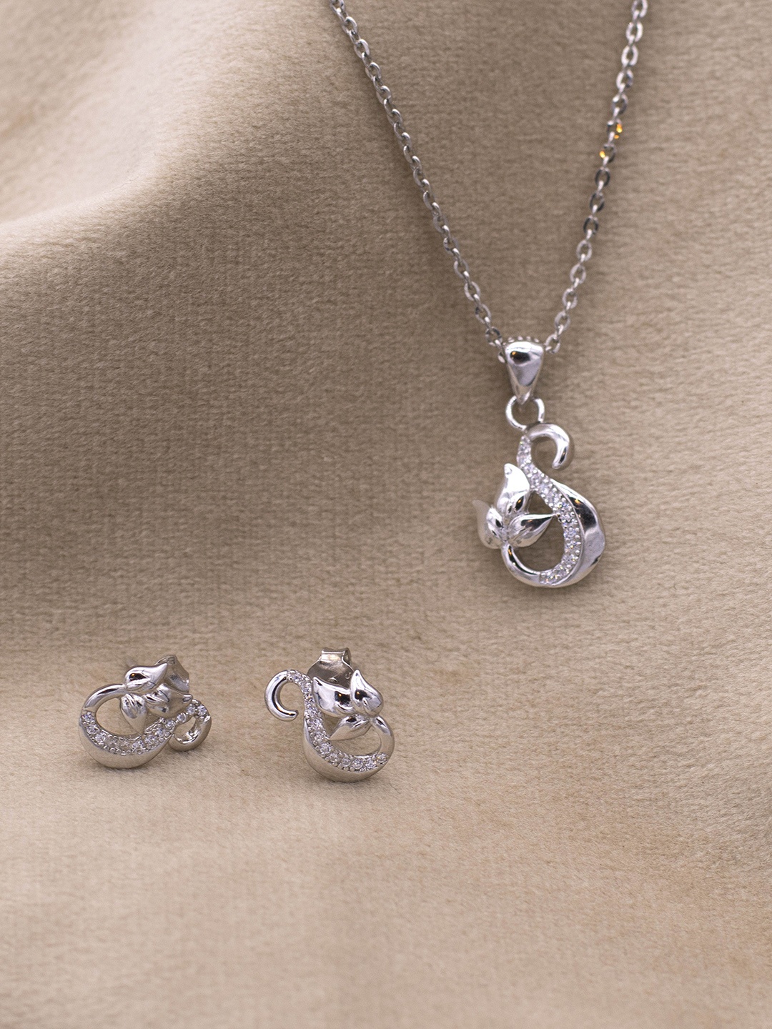

SILMORA Silver-Plated Cubic Zirconia-Studded Jewellery Set