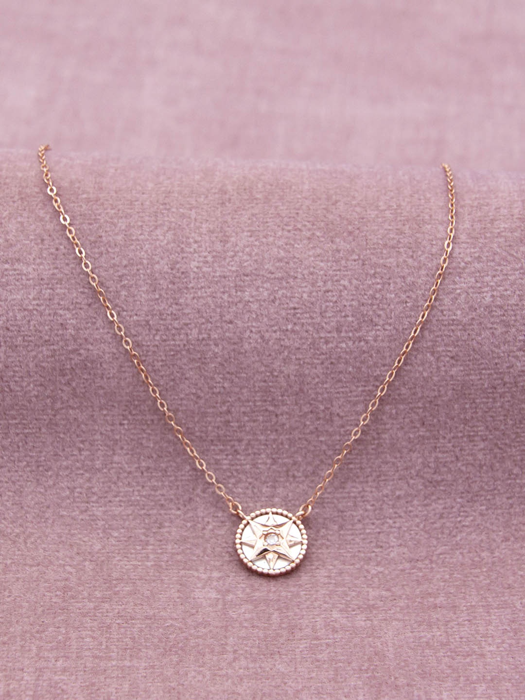 

NAMAN ARTS Rose Gold-Plated CZ Studded Oxidised Necklace