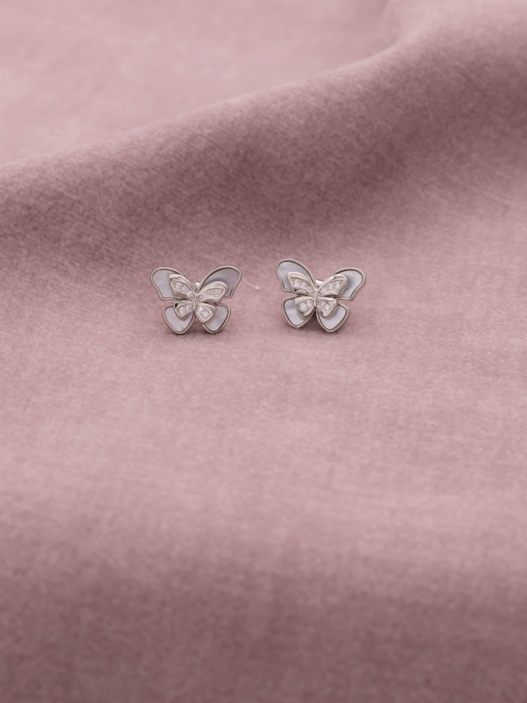 

SILMORA Silver-Plated Cubic Zirconia Studded Contemporary Shaped Studs