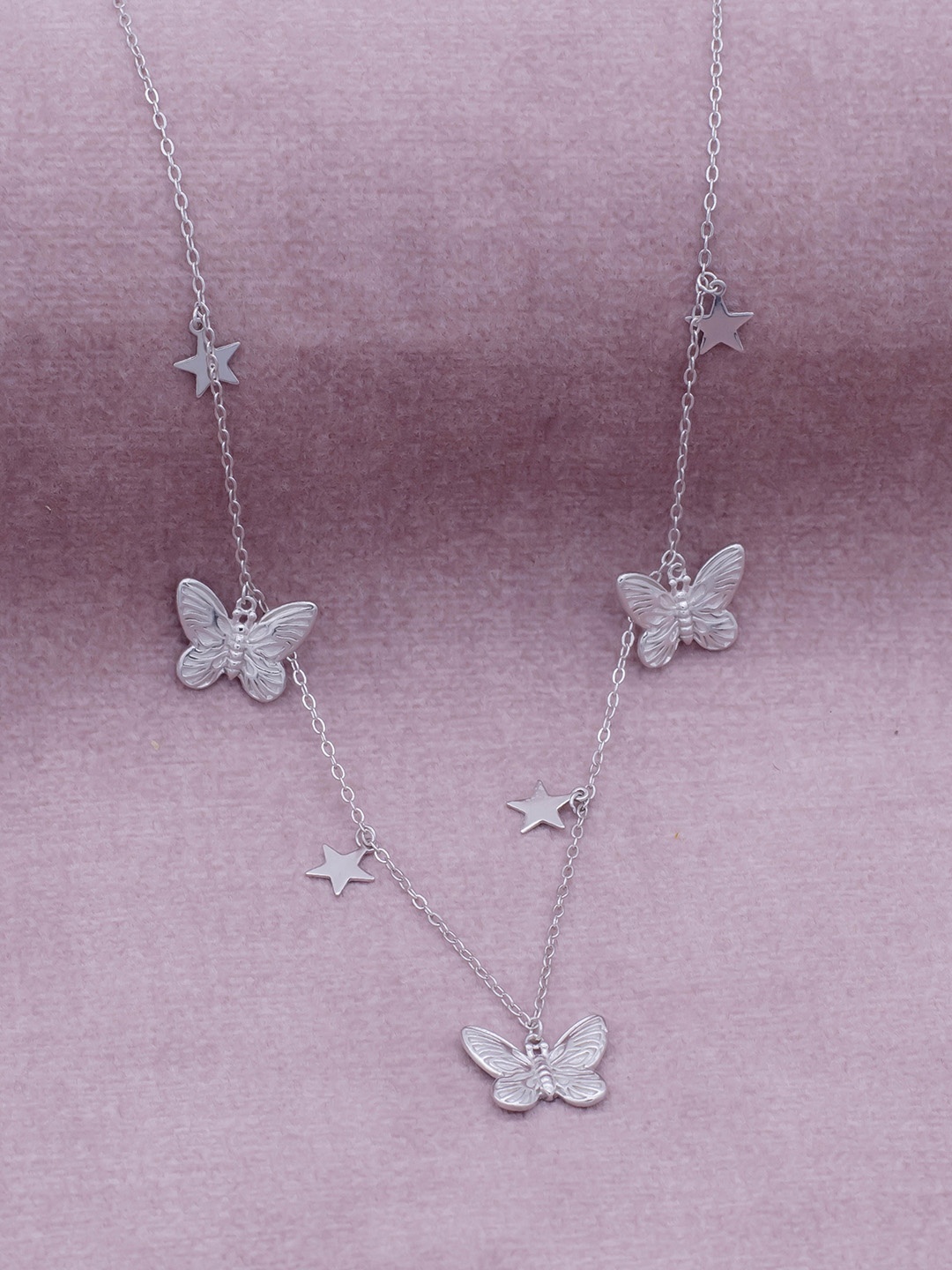 

SILMORA Silver-Plated Butterfly Shaped Necklace