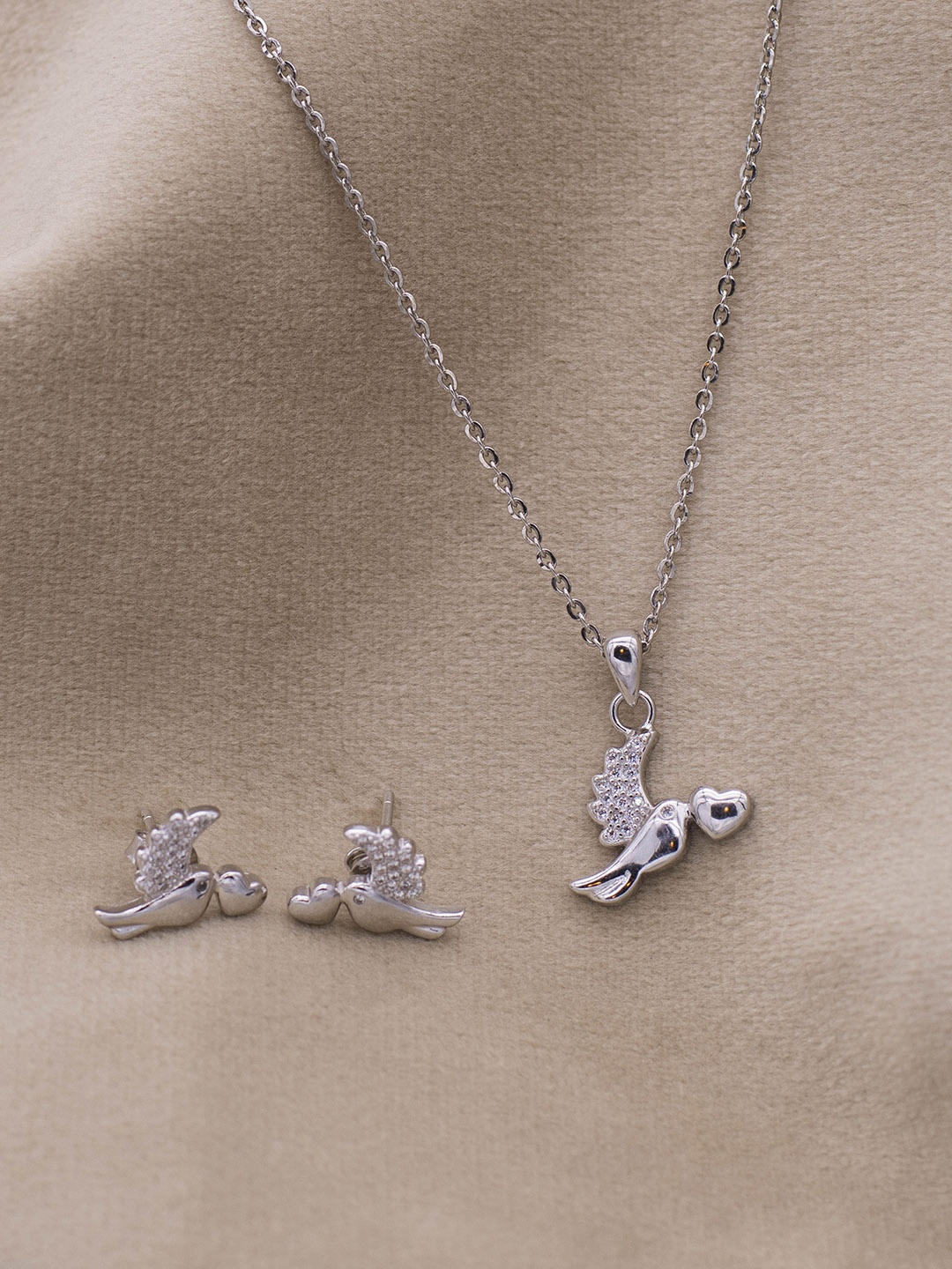 

SILMORA Silver-Plated Cubic Zirconia-Studded Jewellery Set