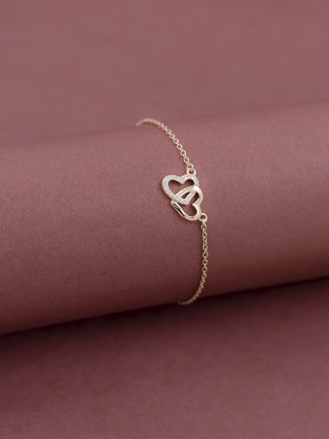 

SILMORA Rose Gold-Plated Silver Cubic Zirconia Charm Bracelet