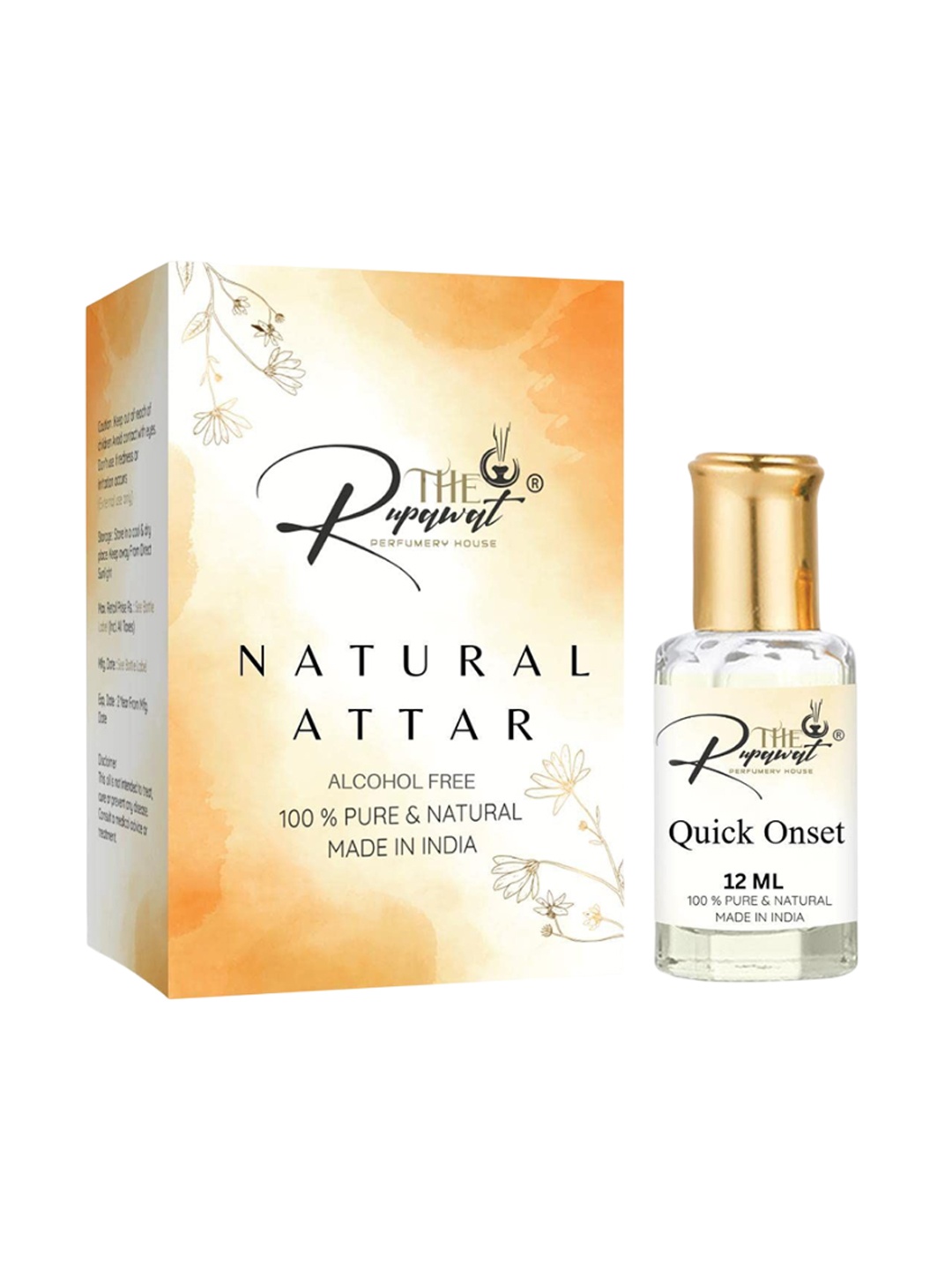 

THE RUPAWAT Perfumery House Quick Onset Natural & Alcohol Free Attar - 12 ml, Transparent