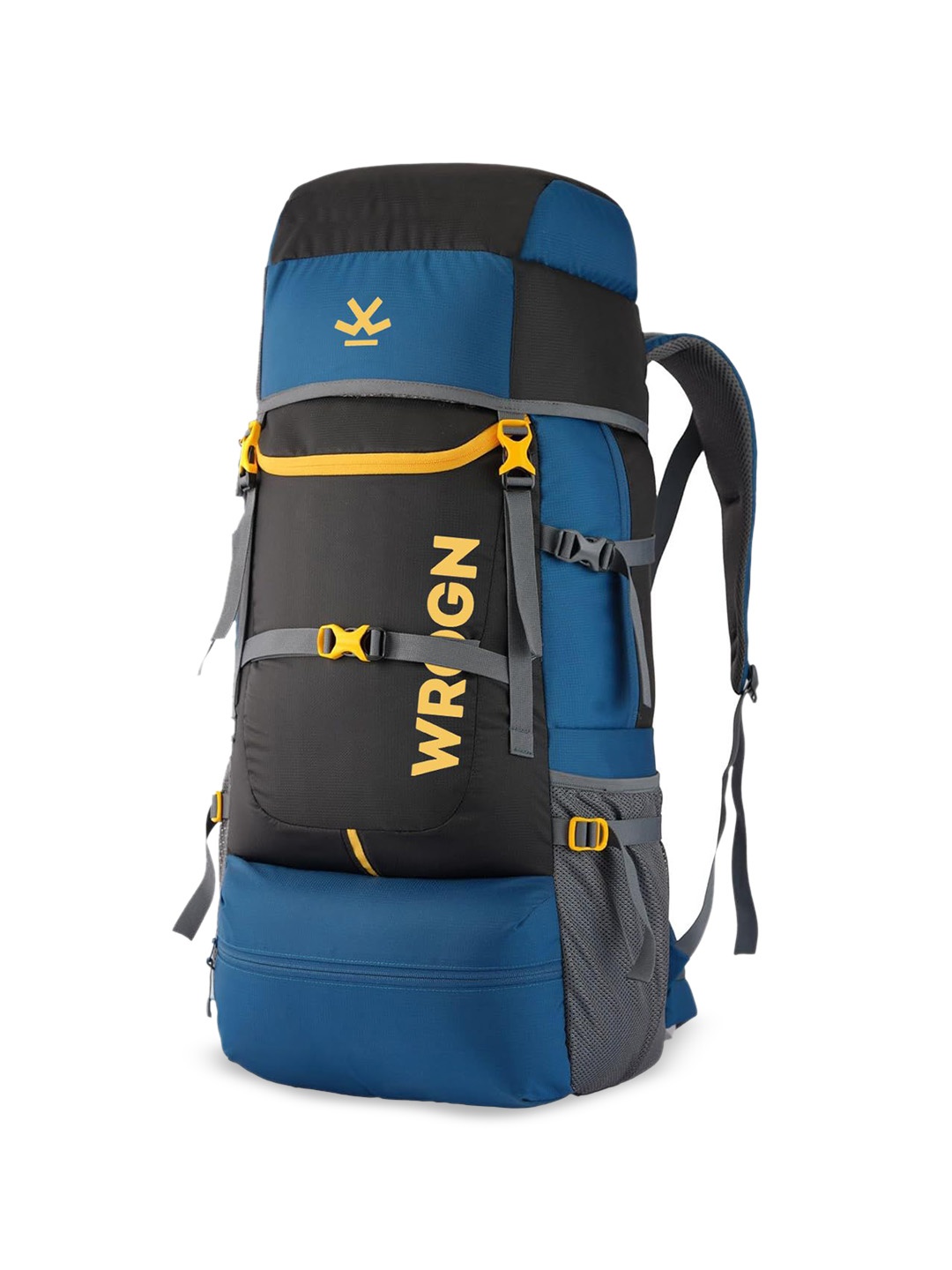 

WROGN Unisex Trekking Bag Colourblocked Ergonomic Travel Rucksack 65 L, Blue
