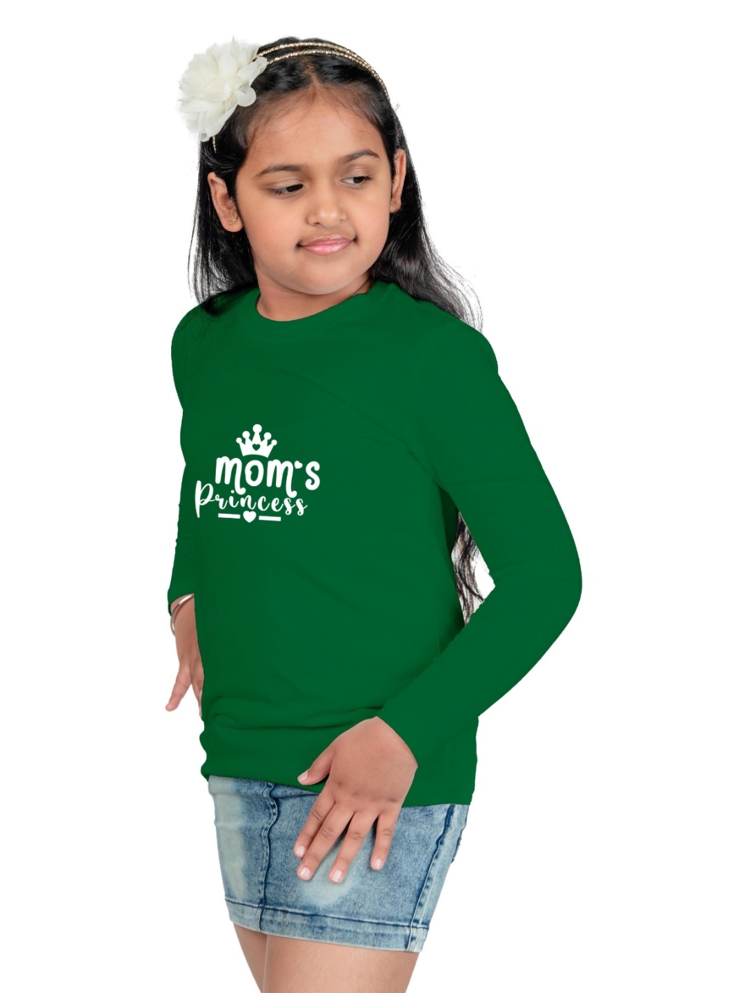 Chombooka Girls Typography Printed Round Neck Cotton T-shirt, Green