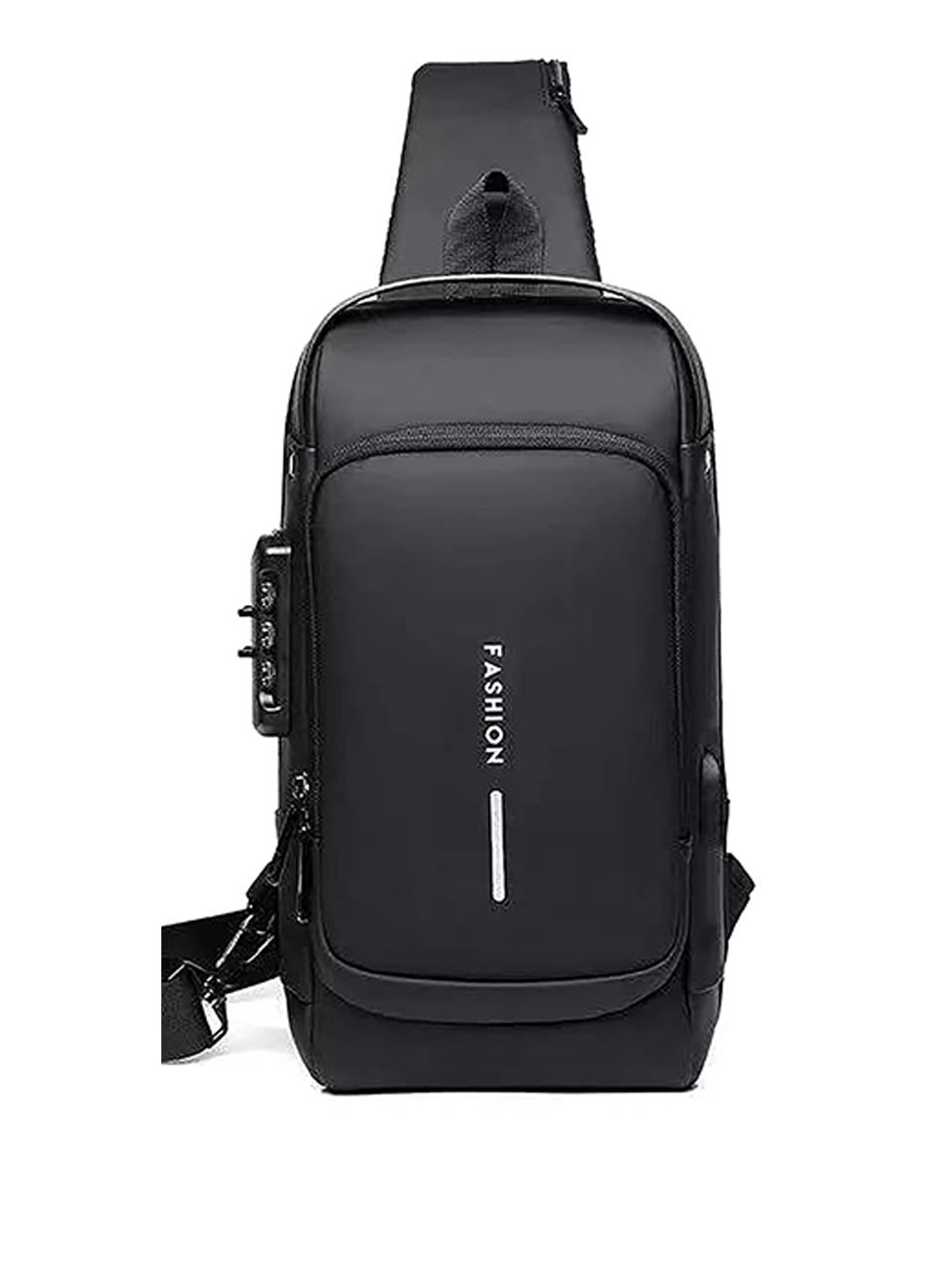 

RRK Unisex Contrast Detail Backpack with USB Charging Port, Black