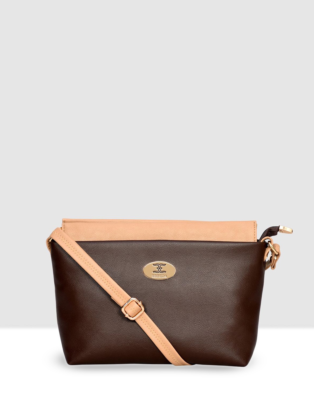 

ESBEDA Women Textured Structured Sling Bag, Brown