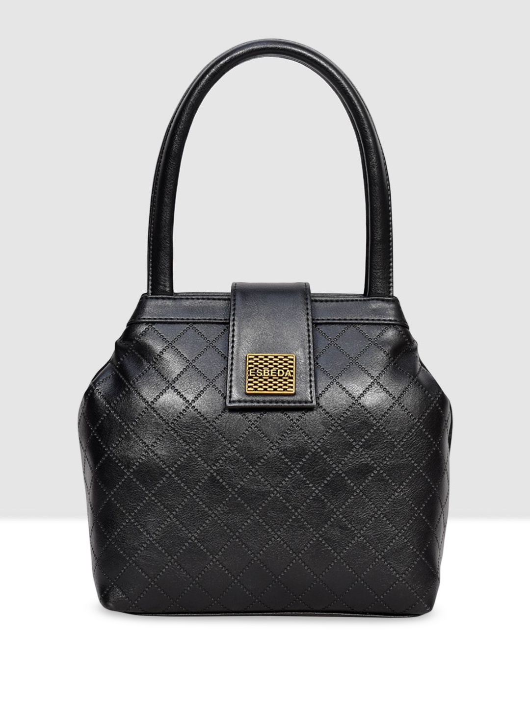 

ESBEDA Women Textured Structured Handheld Bag, Black