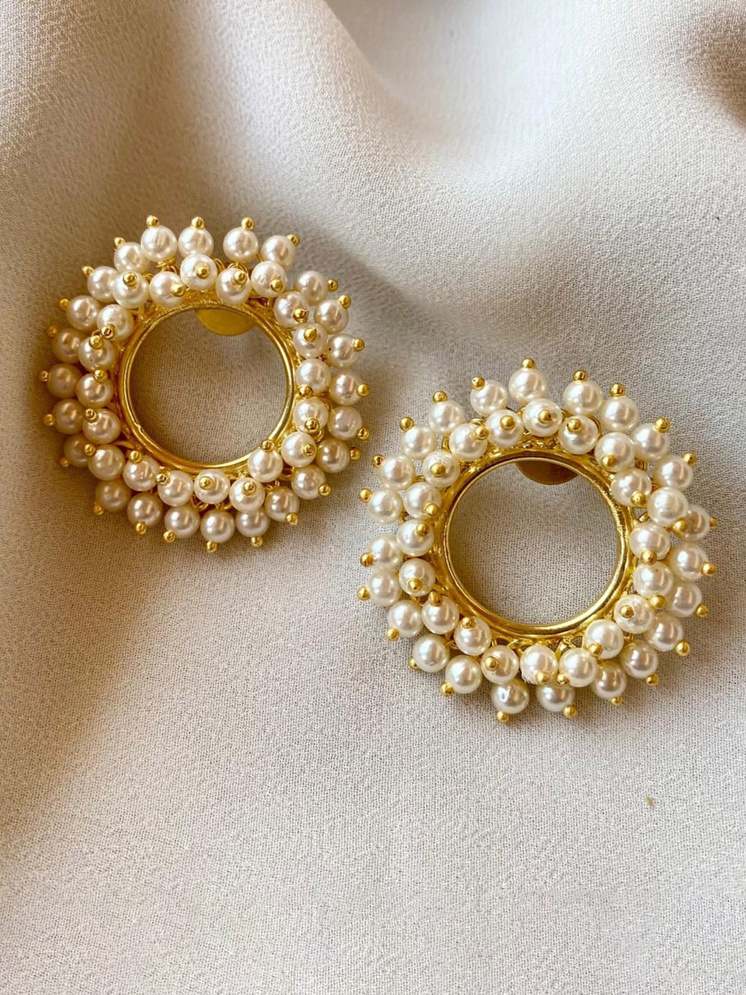 

Adore By Priyanka Gold-Plated Pearls Studded Circular Studs